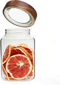 Airtight Glass Jars with Wooden Lid Round Spice Jar Clear Glass Food Storage Jar Canister with Screw Lid for Coffee Ground Bean Candy Pantry Sugar Tea Cookies Bath Salts (1200ml/40oz-1pack-A)