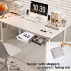 OSPNIEEK Self-adhesive Under Desk Drawer Organizer, 2 Pack Table Hidden Slide Out Large Storage Mounted Desktop Pencil Holder Tray Drawers for Office Home School Stationery Kitchen (XL+L, White)