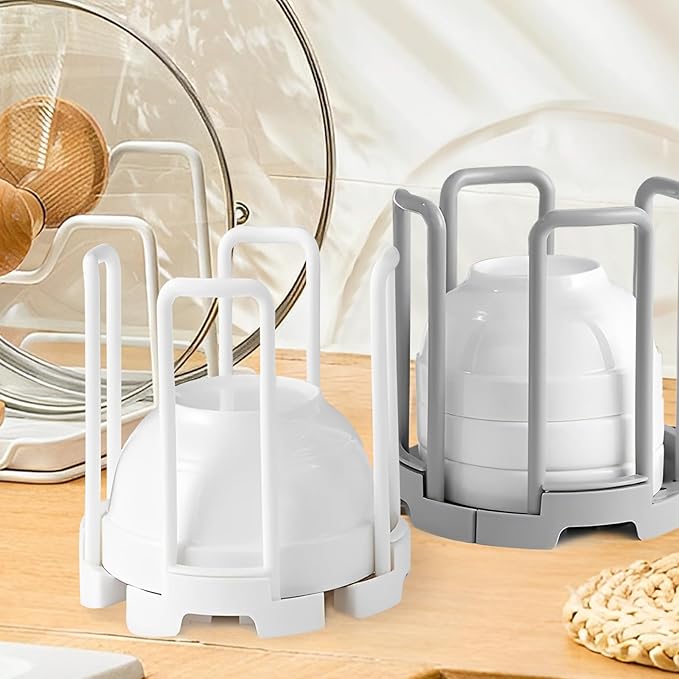 Zoyiancy 2Pcs Adjustable Bowl Rack, Plate Storage Rack, Dinner Plates Organizer, Dish Dryer Storage Bowl Holder for Kitchen Countertop Cabinet Shelf