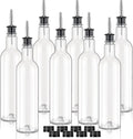 8 Pack 25 oz Syrup Bottle Plastic Long Neck Bottle with Stainless Steel Leakproof Tapered Spout Pourer and Cap Alcohol Juice Coffee Container for Home Bar Service Bartending Supplies