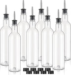 8 Pack 25 oz Syrup Bottle Plastic Long Neck Bottle with Stainless Steel Leakproof Tapered Spout Pourer and Cap Alcohol Juice Coffee Container for Home Bar Service Bartending Supplies