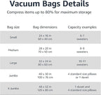 Amazon Basics Vacuum Storage Bags for Clothes, Space Saving Compression Storage Bags with Hand Pump, Heavy Duty, Stackable, Jumbo Size, Clear, 6-Pack