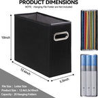 4 Pack Letter Size File Storage Box Collapsible, Fabric Hanging File Folders Organizer, Portable Office Document Holder with Metal Handle, Smooth PVC Rails, Black