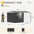 DWVO 12x8ft Metal Outdoor Storage Shed with Window, Lockable Tool Storage Sheds, Oversized Steel Garden Sheds with Sloped Roof for Backyard, Patio, Garage, Lawn, Gray & White
