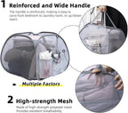 Collapsible Laundry Basket, 90L Foldable Pop-up Laundry Hamper with Handles, Square Mesh Dirty Clothes Hamper for Laundry, Bathroom, Kids Room, Dorm,Travel or Camping (Gray)