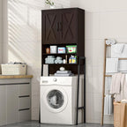 Vabches Over The Toilet Storage Cabinet, Farmhouse Over Toilet Storage Cabinet, Metal Frame with Barn Doors, Home Space-Saving Toilet Rack for Bathroom, Toilet, Laundry Room