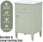 20 in Small Bathroom Vanity with Sink,Soft Closing Door,Tilt-Out Drawer and Adjustable Shelf,Solid Wood Frame Modern Single Bathroom Sink Cabinet,Freestanding (Green)