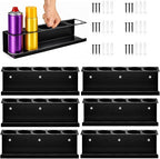 6 Pack Wall-Mounted Spray Bottle Holder, Heavy-Duty Steel Black Aerosol Can Storage Rack with 30 Holes, Spray Paint Can Organizer for Garage, Shop, Home, Tool Trailer & Service Truck