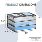 Daltack 3-Tier Paper Organizer with Handle, Mesh Desk Organizer Letter Tray, Paper Tray Organizer File Organizer for A4 File Folder, Black, 2 Pack