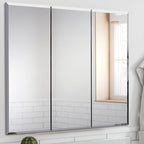 Design House Cyprus Medicine Cabinet, 3 Frameless Mirrored Doors, 2 Adjustable Shelves, Pre-Assembled, Surce or Recess-Mounted, White, 36.3 in. W x 4.4 in. D x 30.1 in. H, 590265