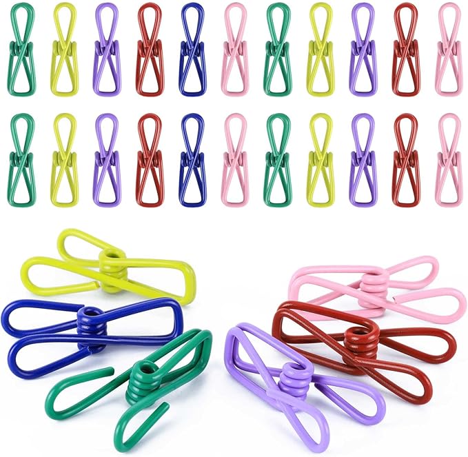 30pcs Chip Clips, 2.2 inch Bag Clips, Small Metal Clothes Pins, Colored