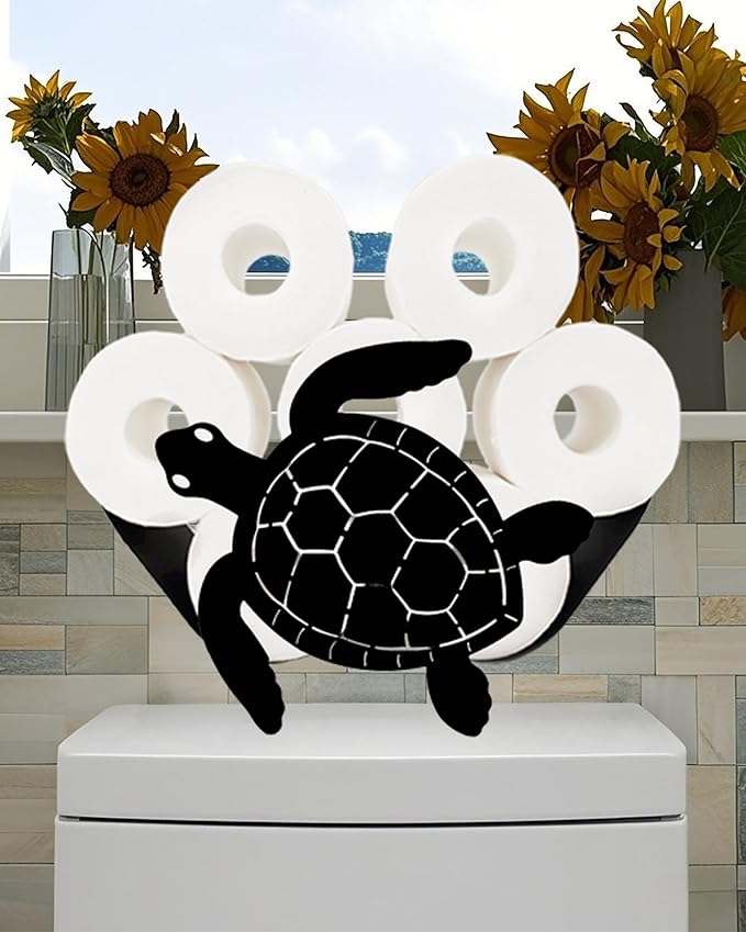 Sea Turtle Toilet Tissue Holder,Animal Paper Holders,Decorative Metal Papers Holder,Funny Toilet Animal Storage for Bathrooms,Bathroom Paper Organizer for Extra 8 Rolls Art Decor