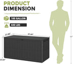 UDPATIO 100 Gallon Deck Box, Outdoor Storage Box Lockable Waterproof Resin, Indoor Outdoor Storage Container for Patio Cushions, Garden Tools,Package Delivery Boxes for outside
