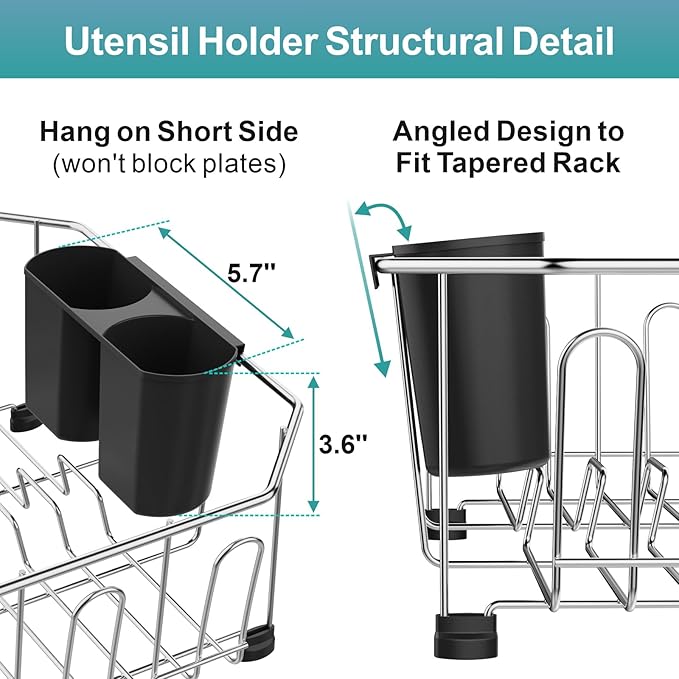GSlife Small in Sink Dish Drying Rack - Stainless Steel Compact Dish Drainer for RV Kitchen Apartment Sink, Rust Resistant Inside Sink Rack, 1–2 Person Households, 11.6" W x 13.4" L, Silver