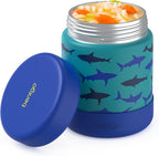 Bentgo Kids Stainless Steel Food Jar - 11oz Leak-Proof Double Insulated Hot or Cold Food Container with Removable Silicone Bumper, Dishwasher Safe, Easy Open Lid, Ages 3+ (Shark)