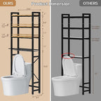 Over-The-Toilet Storage Rack, 4 Tier Bathroom Shelf Organizer Over Toilet with Adjustable Shelves, Basket, Hooks, Paper Holder, Quick Interlock Install & Water-Resistant Shelves (Vintage Brown)
