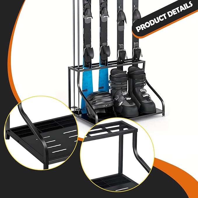 Ski Storage Rack Storage Practical Ski Equipment Organizer Snowboard Floor Stand for Skiing Poles Home