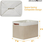 DULLEMELO Storage Baskets Large 16"x12"x12" Tall Rectangular Baskets Fabric Storage Bins for Organizing [1 Pack] Collapsible Linen Shelf Baskets for Clothes, Toys, Closet, Laundry (White&Khaki)