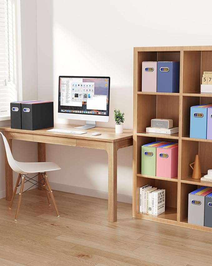 Oterri Cardboard File Organizer Box for Hanging File Folders Letter Size,File Box for Computer Desk,File Cabinet,Working Home,Office,Classroom (Navy, Letter Size - 2 Packs)