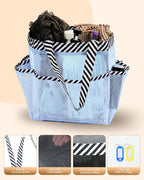Temede Mesh Shower Caddy Tote, Large Shower Caddy Basket Portable, Quick Dry Hanging Toiletry Bag, 8 Storage Pocket Bath Organizer for College Dorm Room, Gym, Bathroom, Camp, Travel (Blue)