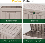 47 Gallon Resin Deck Box Outdoor Storage Box for Patio Furniture,Outdoor Cushions,Garden Tools and Pool Supplies,Waterproof,Lockable(Grey,47Gallon)