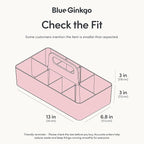 BLUE GINKGO Stackable Organizer Caddy – Korean-Made Portable Tote for Bathroom, Office, Crafts, or School Supplies (Long Rectangle, Pink)