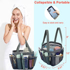 Mesh Shower Caddy Portable for College Dorm Room Essentials, 8-Pocket Large Shower Basket Tote Bag with 2 Handles for Toiletry, Bathroom, Beach, Camp, Gym