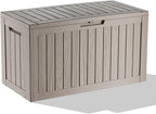 80 Gallon Resin Deck Box, Outdoor Waterproof Storage Containers, Lockable Patio Storage Box For Furniture, Gardening Storage With Lids (Brown)