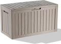 85 Gallon Outdoor Waterproof Resin Storage Deck Box Lockable Outside Bench UV Resistant Bin Patio Porch Furniture Pool Float Garden Tool Cushion Grey
