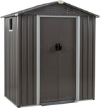 JY QAQA 5x3 FT Metal Outdoor Garden Storage Shed, Waterproof Metal Garden Sheds with Window and Lockable Double Door, Weather Resistant Steel Tool Storage House Shed for Patio, Lawn Gray