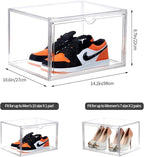 Sneaker Shoe Display Case,Shoe Box with Clear Magnetic Door,Thicken & Sturdy Organizer Containers Stackable,Fit Shoe Size Up to US 14 (X-Large) (X-Large-2pack)