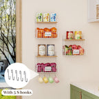 3 Pack Hanging Fruit Basket for Kitchen with Wood Lid - Onion and Potato Storage Fruit Bowl with Nameplate for Counter&Wall Mounted, Stackable Storage Basket,11.81 * 8.66 * 10.63inch
