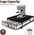 Coffee Pod Holder Counter Coffee Vertuo Capsules Storage Organizer with Sliding Drawer Compatible For 35 K-Cup Pods No Assembly Needed Black