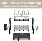 BOOSINY Dish Drying Rack, 2 Tier Large Stainless Steel Black Dish Rack with Drainboard Set for Kitchen Counter, Space Saving Plates Drainer Rack with Cups Holder & Utensil Holder, Dish Strainer Holder