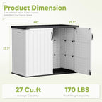 Devoko Outdoor Storage Cabinet 26 Cu Ft with Lockable Doors, Horizontal Storage Shed Waterproof Patio Tools Storage Box for Sofa Cushions, Gardening Tools and Accessories (White)