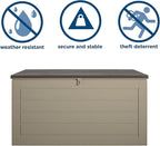 Cosco Outdoor Living 180 Gallon Patio Storage Box, Extra Large, Lockable Lid, Weather-Resistant, Tan/Brown