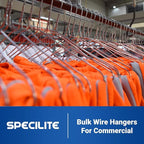 SPECILITE Wire Metal Clothes Hangers Bulk 50 Pack for Standard Size Suits, Coats, Shirts, Pants, Skirts, Space Saving, Non Slip,16 Inch 12 Gauge Ultra Thin, Silver