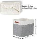 DULLEMELO Extra Large Storage Baskets, Fabric Storage Bins for Organizing Shelves Nursery Toys Books, Closet Baskets and Bins with Handles, White&Grey, 2-Pack