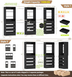 Aheaplus Closet System with 12 Drawers, 8.5-11.5Ft Wood Closet Organizer System with 4 Hanging Rods & 3 Towers, 4Ft & 6Ft L-Shaped Walk-in Closets Wardrobe Organizer Clothes Rack, Set of 3, Black1