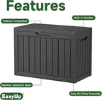 EasyUp 45 Gallon Outdoor Storage Box, Resin Waterproof UV-Resistant Deck Box, Reinforced Stability for Patio, Garden, and Poolside, Striped Black