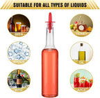 Tioncy 4 Sets 15oz Plastic Liquor Bottles with Pourers Sets 4 Plastic Long Neck Syrup Bottles with Pourer and Caps Reusable Leakproof for Home Party Bar(Red, yellow, blue, green)