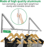 Laundry Room Drying Rack Wall Mounted Clothes Hanger Folding Wall Coat Racks Aluminum Home Storage Organiser Space Savers Silver 2 Rakcs with Rod