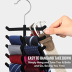 Kathfly 8 Pcs Non-Slip Velvet Tie Hanger for Closet, 360 Degree Swivel Space Saving Tie Rack Organizer for Men Bulk, Necktie Belt and Scarves Hanger for Closet, Black Flocked