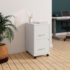 Staples 2-Drawer Vertical File Cabinet, Letter Size Documents, Lockable & Mobile, 18.9" D x 14.3" W x 26.3" H, White