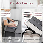 3-Compartment Laundry Cart with Lockable Wheels & Lid 180L Large Wheeled Laundry Basket Heavy-Duty Sorting Organizer for Laundry Room (Multicolor)