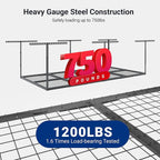 FLEXIMOUNTS 4x8 Overhead Garage Storage Rack, Adjustable Organization System, Heavy-Duty Metal Ceiling Racks, 2 Pack, Hammertone, Classic Series