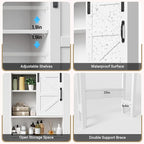 Over The Toilet Storage Cabinet, Bathroom Organizer with Adjustable Shelves and Anti-Tip Device, Space-Saving Storage Solution, White