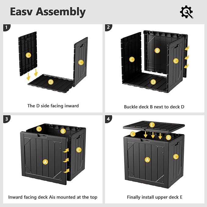 Outdoor Storage Box - 31 Gallon Waterproof Resin Deck Box, Lockable Patio Storage Bench for Package Delivery, Cushions & Garden Tools, UV Resistant (Black, 31 Gal)