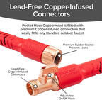 Pocket Hose 25 FT Copper Head Expandable Garden Hose with Pocket Pivot, No Tangles, AS SEEN ON TV, 360° Swivel, Tri-Tex Tubing, Force Field Jacket, Lead-Free, No-Kink, Anti-Burst w/APT