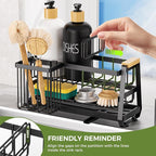 Sponge Holder for Kitchen Sink, Kitchen Sink Caddy with Suction Cup, Sink Organizer Rack for Kitchen Accessories, 304 Stainless Steel Dish Scrubber Holder Self Draining for Sponge, Soap, Dish Brush